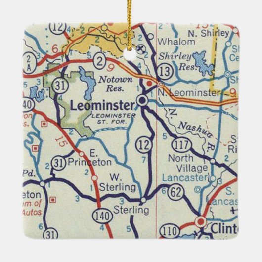 Leominster MA  Map Keramisch Ornament (Achterkant)