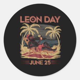 Leon Dag 25 juni Santa Strand 6 maanden tot Kerstm Ronde Sticker
