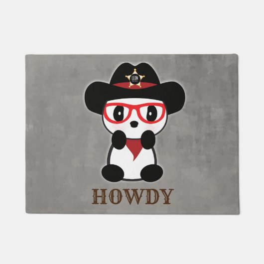 Leon Het Panda Beer - Cowboy Panda Beer Deurmat (Voorkant)