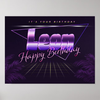 Leon Name Vorname retro Poster Geburtstag
