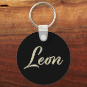 Leon Name whitegold Button Schlüsselanhänger Sleutelhanger (Voorkant)