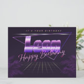 Leon Nom Prénom carte rétro lilas Anniversaire (Debout devant)
