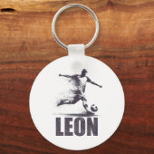 Leon Soccer Boys Personalized First Name Leon  Sleutelhanger (Voorkant)