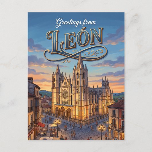 León, Spanje Spanje Briefkaart (Voorkant)