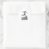 Leon Voetbaljongens Gepersonaliseerde Voornaam Leo Ronde Sticker (Tas)