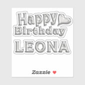 Leona Happy Birthday silver Aufkleber Sticker (Vel)