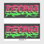 Leona Prénom Nom Graffiti Autocollant Autocollant (Feuille)