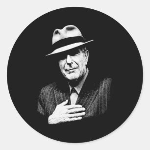 Leonard Cohen - Black and White Music Legend Ronde Sticker