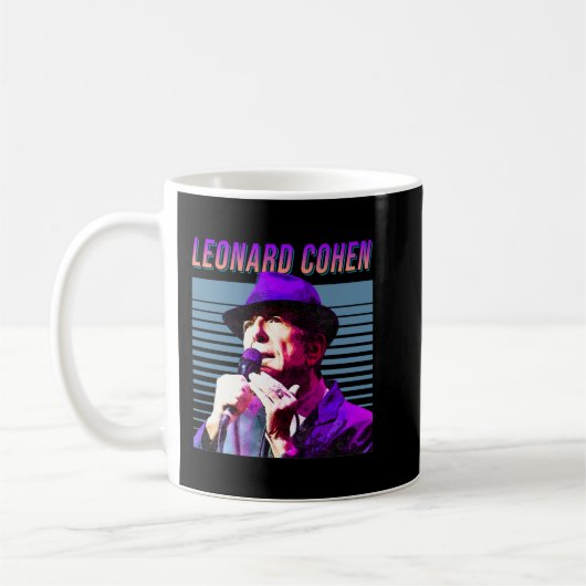 Leonard Cohen Faded 80's  esthetisch design Koffiemok (Links)