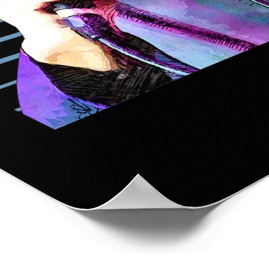 Leonard Cohen Faded 80's  esthetisch design Poster (Hoek)