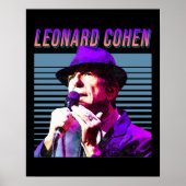 Leonard Cohen Faded 80's  esthetisch design Poster (Voorkant)