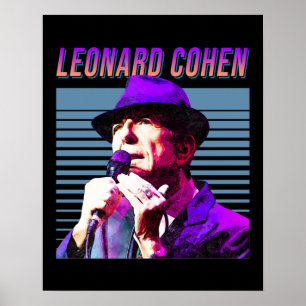 Leonard Cohen Faded 80's esthetisch design Poster