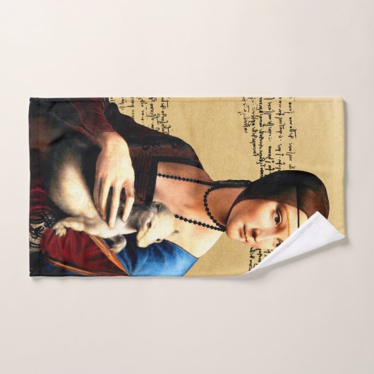 Léonard de Vinci Lady avec Ermine (Serviette à main)
