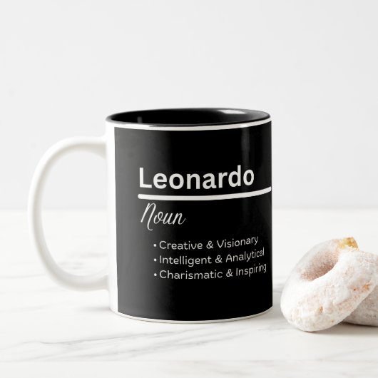 Leonardo Boy Name Definition Personalized Mug (Avec donut)