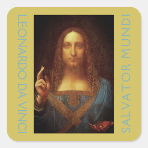 Leonardo da Vinci 1500 Salvator Mundi Art Vierkante Sticker