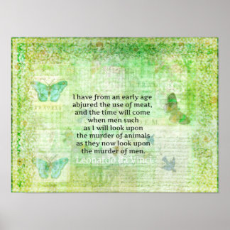 Leonardo da Vinci Animal Rights citeert vegan Poster