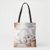 Leonardo da Vinci Cat Sketch Canvas tas (Voorkant)