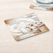 Leonardo da Vinci Cat Sketch Onderzetter (Schuin)
