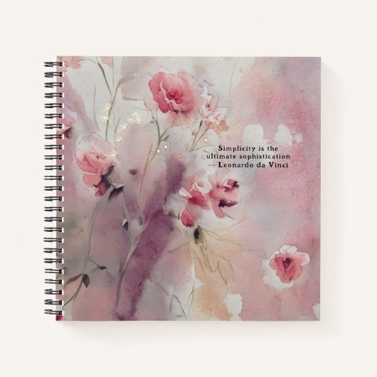 Leonardo da Vinci Citation Pink Floral Journal (Devant)