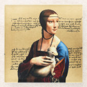 Leonardo da Vinci Dame met Ermine Glazen Onderzetter (Voorkant)