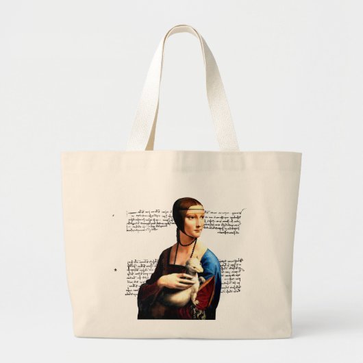 Leonardo da Vinci Dame met Ermine Grote Tote Bag (Voorkant)