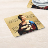 Leonardo da Vinci Dame met Ermine Vierkante Kartonnen Onderzetter (Schuin)