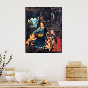 Leonardo da Vinci - De rotsmadonna Poster