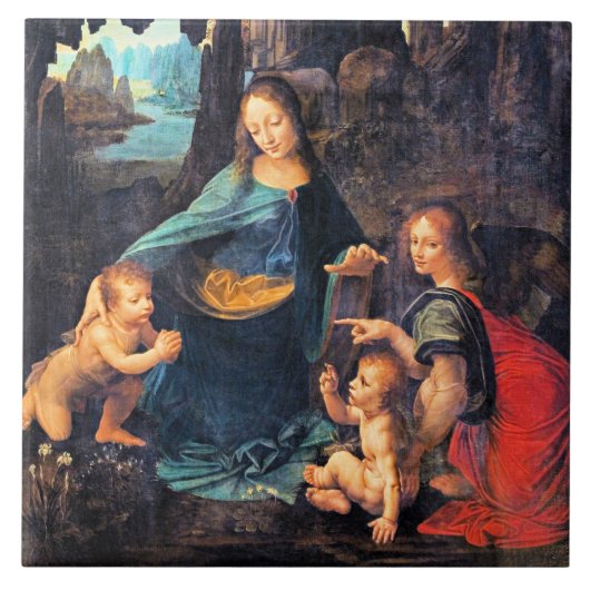Leonardo da Vinci - De rotsmadonna Tegeltje (Voorkant)