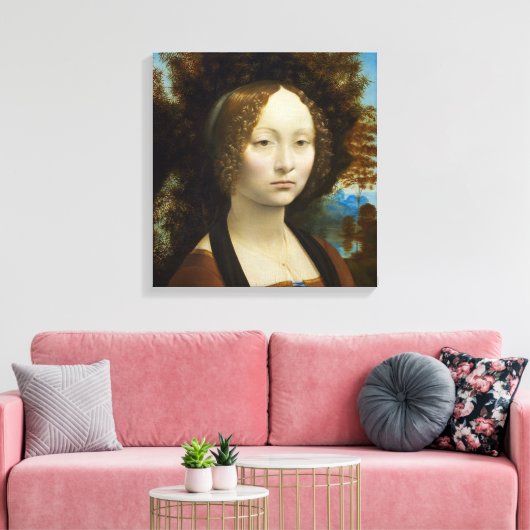 Leonardo da Vinci Ginevra de' Benci Canvas Afdruk (Insitu (Woonkamer))