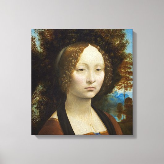 Leonardo da Vinci Ginevra de' Benci Canvas Afdruk (Voorkant)