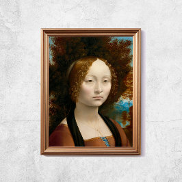 Leonardo da Vinci Ginevra de Benci Old Famous Art Poster
