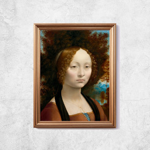 Leonardo da Vinci Ginevra de Benci Old Famous Art Poster