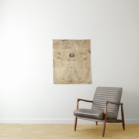 Leonardo Da Vinci Het Man van Vitruvian Wandkleed (In situ)