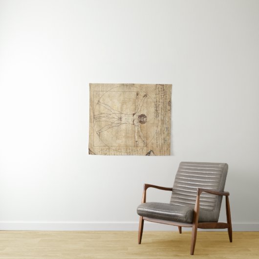 Leonardo Da Vinci Het Man van Vitruvian Wandkleed (In Situ (horizontaal))