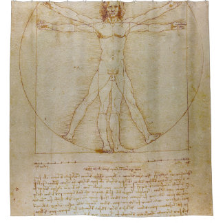 Leonardo Da Vinci, het Vitruviaanse Man, Renaissan Douchegordijn