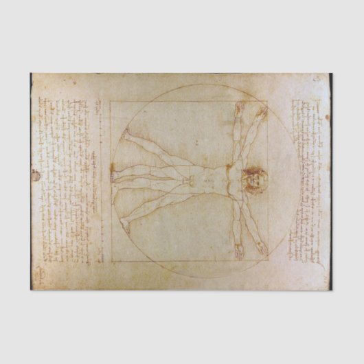 Leonardo Da Vinci, het Vitruviaanse Man, Renaissan Tissuepapier (Voorkant)