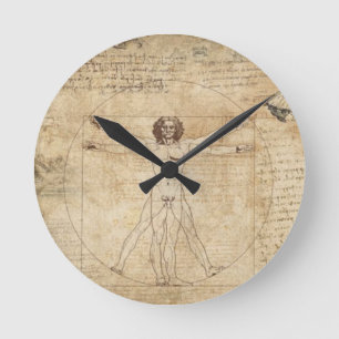 Leonardo da Vinci Het Vitruviaanse Man Ronde Klok