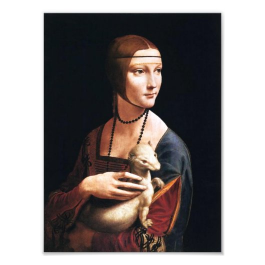 Leonardo Da Vinci Lady met een foto van een ermine Afdruk (Voorkant)