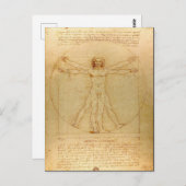 Leonardo da Vinci, Man van Vitruvius, gulden snede Briefkaart (Voorkant / Achterkant)