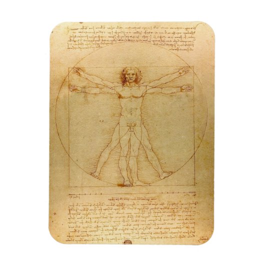 Leonardo da Vinci, Man van Vitruvius, gulden snede Magneet (Verticaal)