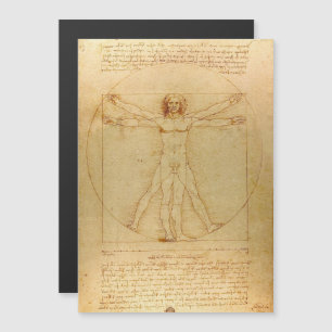 Leonardo da Vinci, Man van Vitruvius, gulden snede Magnetische Uitnodiging
