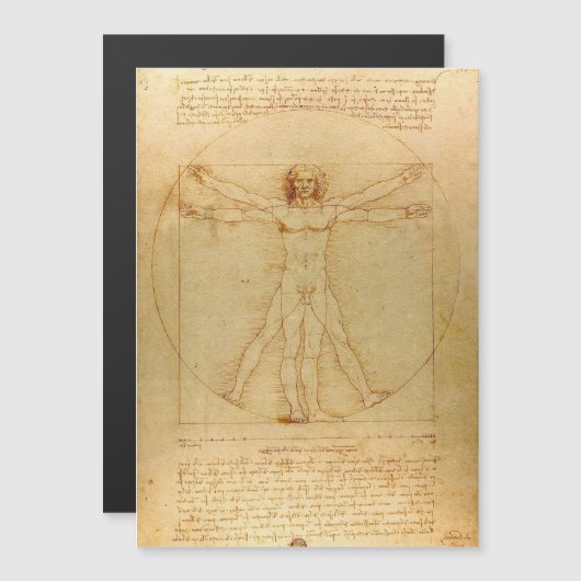 Leonardo da Vinci, Man van Vitruvius, gulden snede Magnetische Uitnodiging (Voorkant / Achterkant)