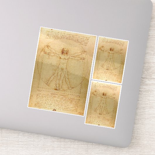 Leonardo da Vinci, Man van Vitruvius, gulden snede Sticker (Detail)
