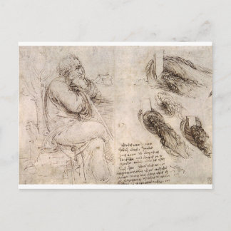Leonardo da Vinci, mogelijk zelfportret. Briefkaart