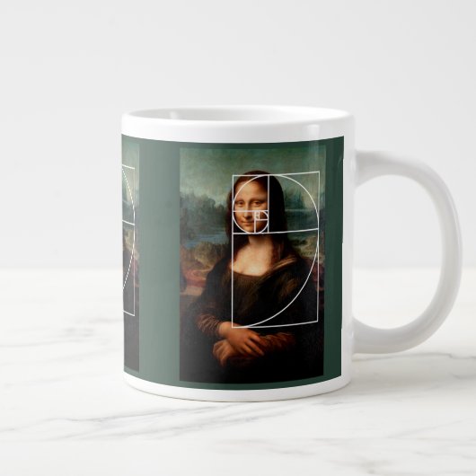 Leonardo da Vinci Mona Lisa Fibonacci sequentie Extra Grote Beker (Rechts)