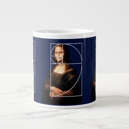 Leonardo da Vinci Mona Lisa Fibonacci sequentie Extra Grote Beker (Voorkant)