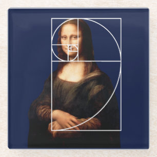 Leonardo da Vinci Mona Lisa Fibonacci sequentie Glazen Onderzetter