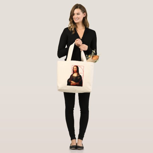 Leonardo da Vinci Mona Lisa Fibonacci sequentie Grote Tote Bag (Voorkant (model))