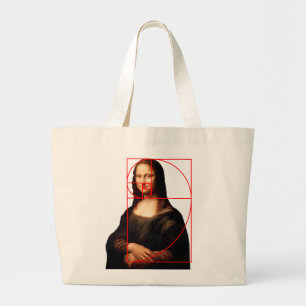 Leonardo da Vinci Mona Lisa Fibonacci sequentie Grote Tote Bag
