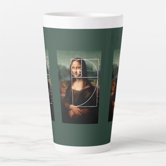 Leonardo da Vinci Mona Lisa Fibonacci sequentie Latte Mok (Voorkant)